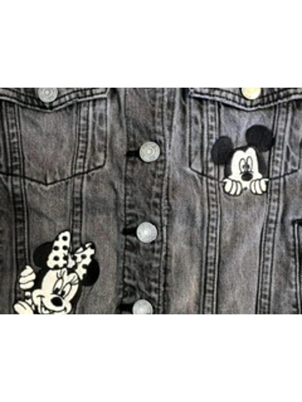 Gap Disney Black Denim Jacket with Mickey and Minnie Patches, Regular XL - Picture 2 of 3